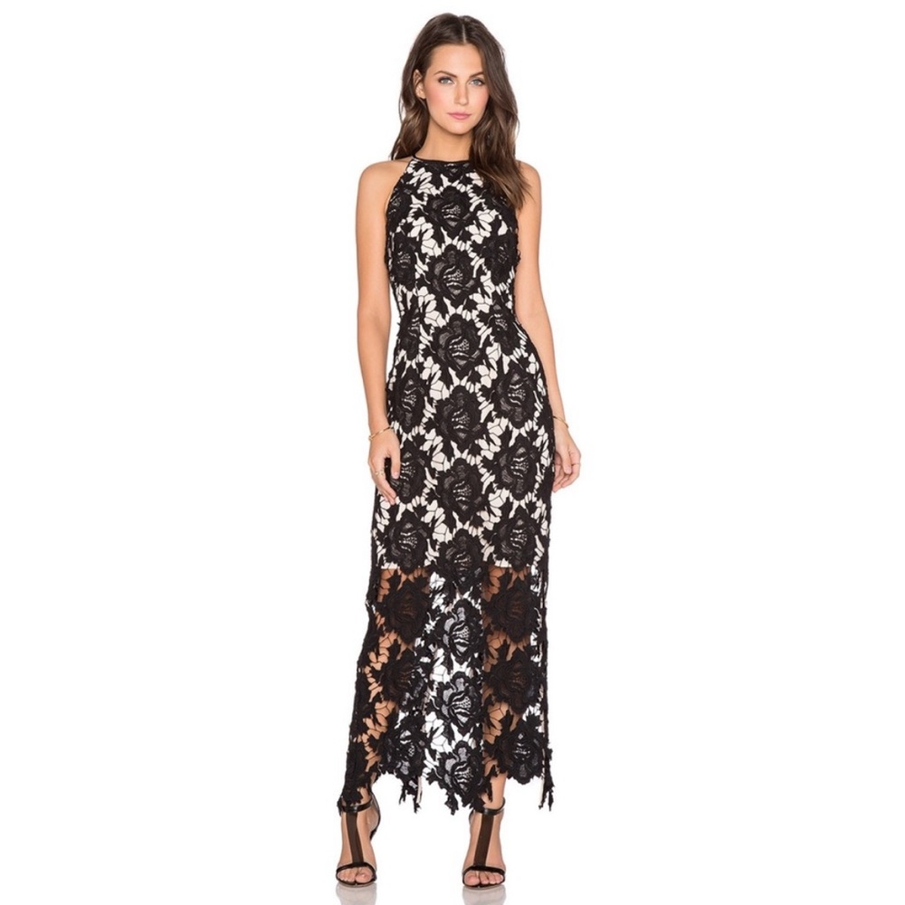 Keepsake The Label Black Lace True Love Maxi Dress Gown Size Large Sleeveless